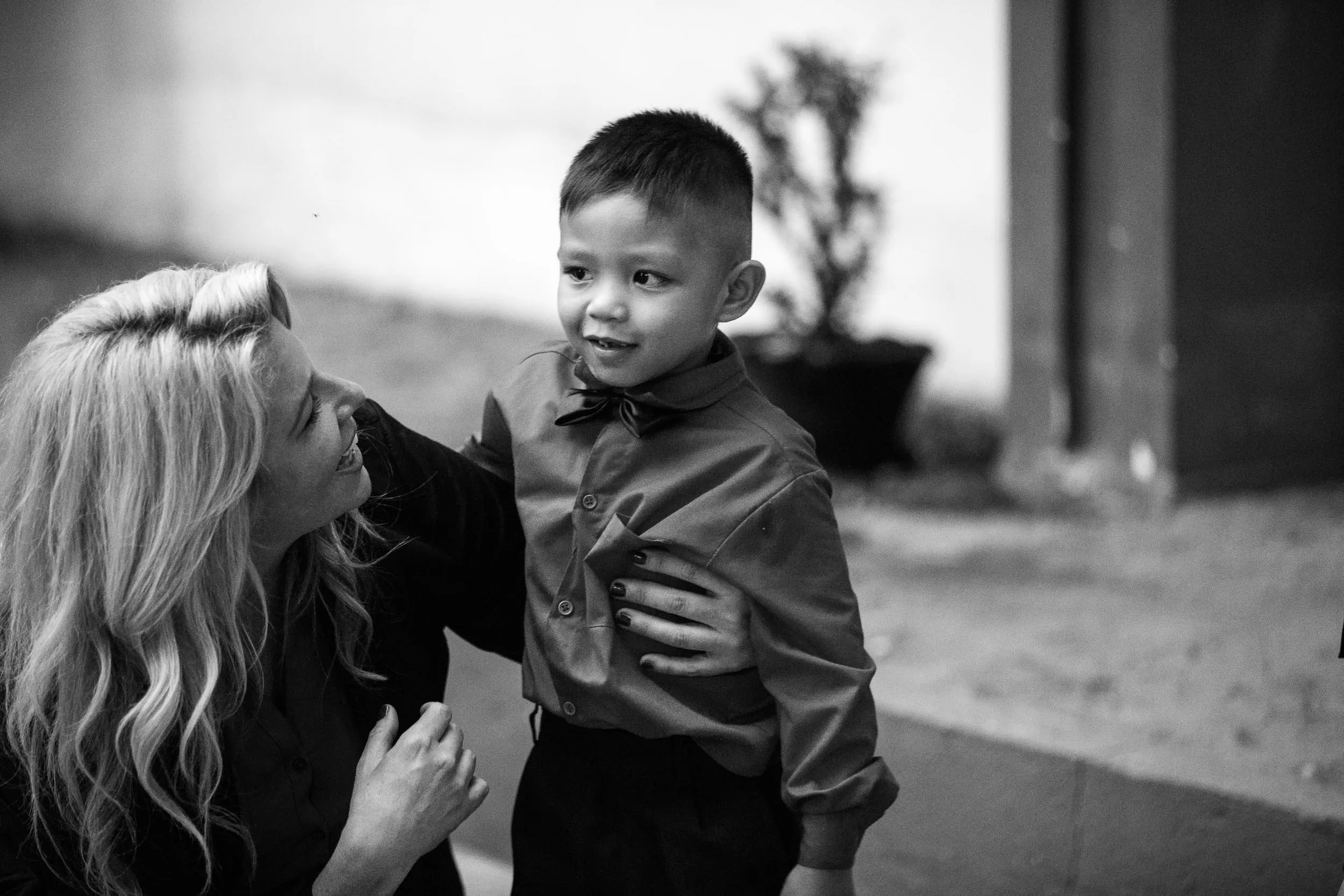 Erica Hazlett with a boy at Promise House