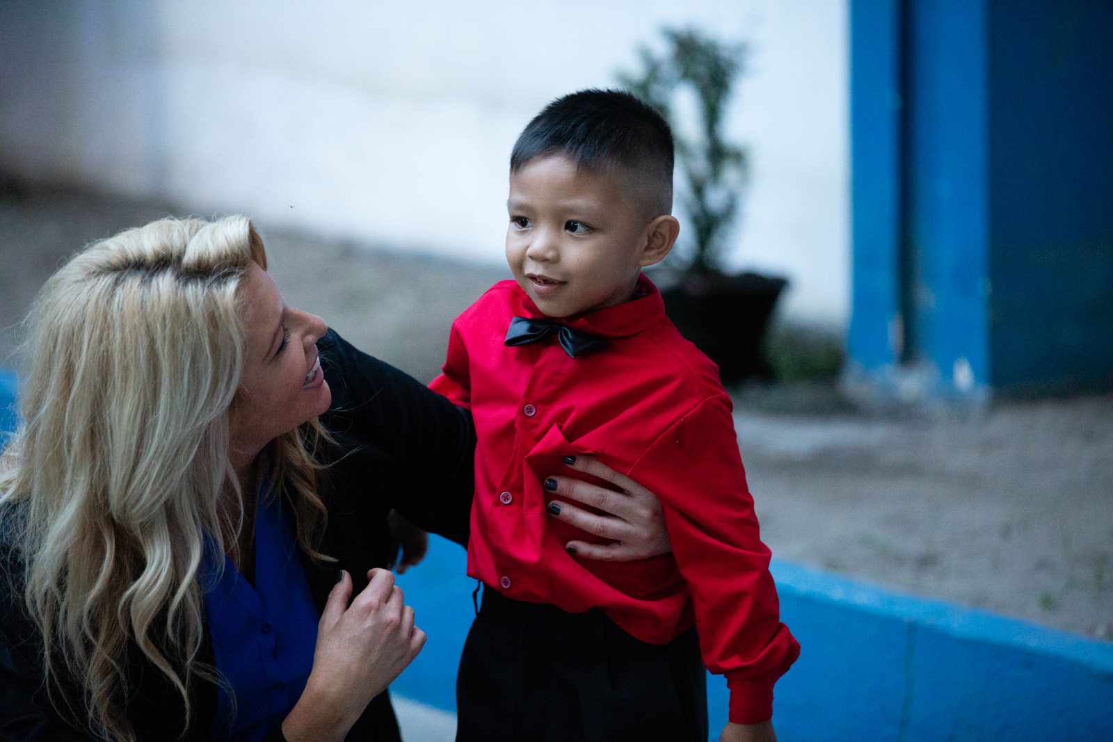 Erica Hazlett with a boy at Promise House