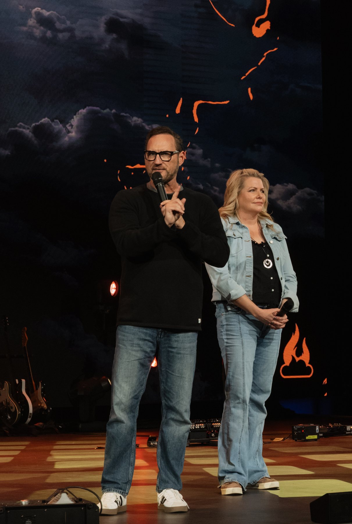 Bob and Erica Hazlett teaching together on stage